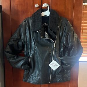 Hollister Black Leather Biker Jacket
